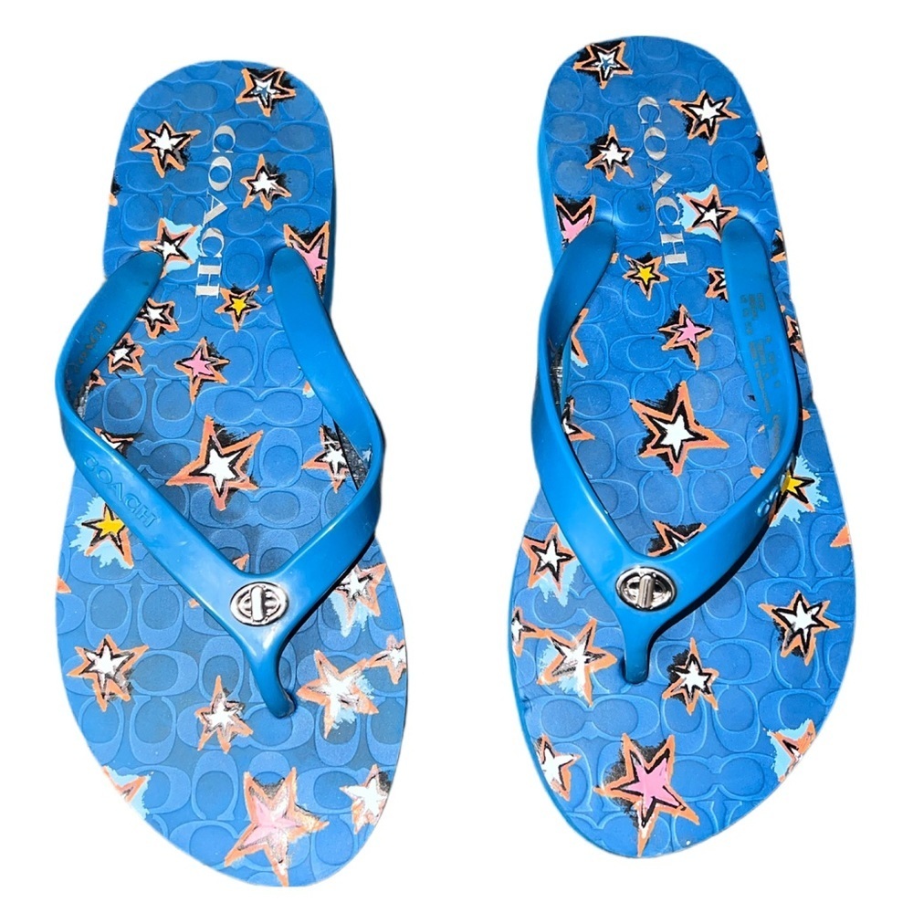 Coach Abigail Blue Star Flip Flops Women’s Size 7B / 37 – Cute Summer Sandals
